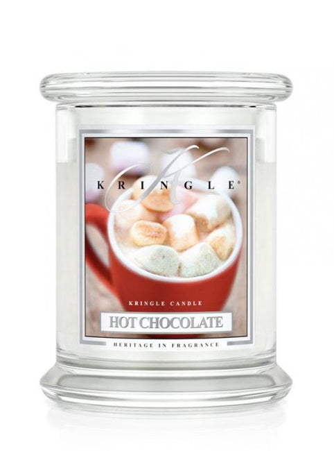 Kringle Candle Średnia świeca zapachowa z dwoma knotami Hot Chocolate 411g