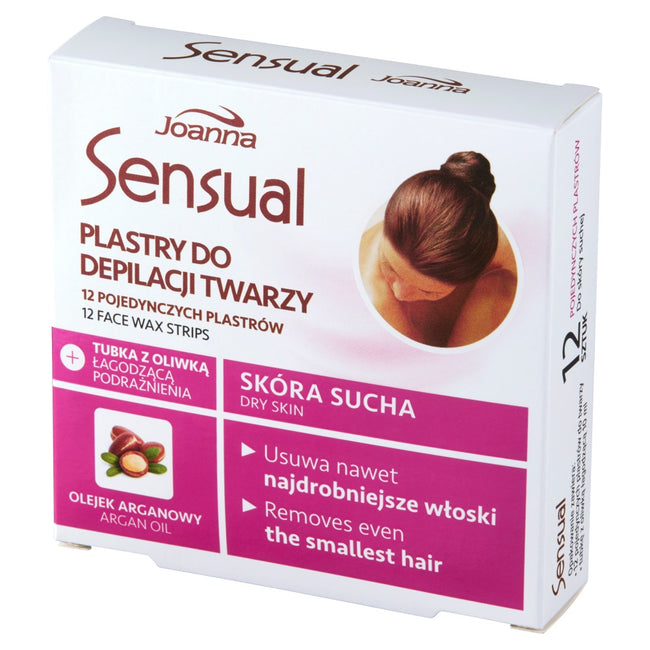 Joanna Sensual plastry do depilacji twarzy Olejek Arganowy 12szt + tubka z oliwką łagodzącą podrażnienia 10ml