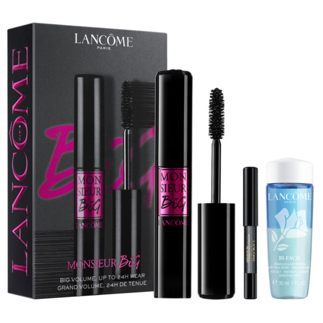 Lancome Monsieur Big Mascara Gift Set zestaw tusz do rzęs 01 Big Is The New Black 10ml + mini kredka do oczu 08 Glitter 0.5g + płyn do demakijażu oczu 30ml
