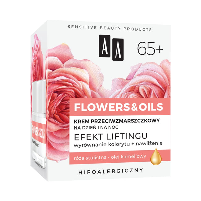 AA Flowers&Oils 65+ Efekt Liftingu krem przeciwzmarszczkowy na dzień i na noc 50ml