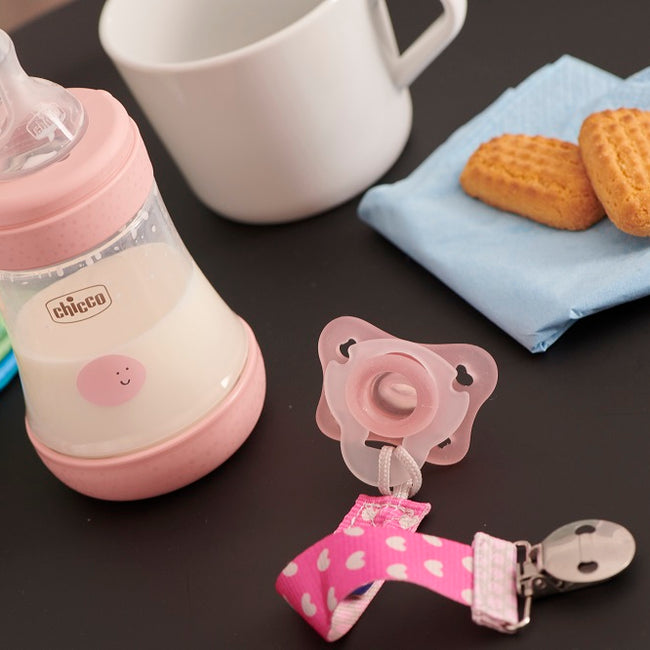 Chicco Lovely Baby Girl zestaw butelka antykolkowa Perfect 5 150ml + smoczek Physioforma Mini Soft + tasiemka do smoczka