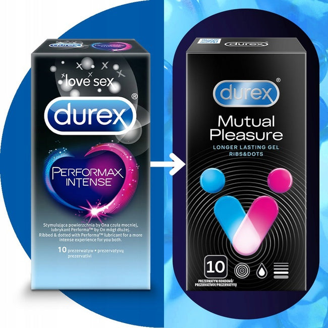 Durex Mutual Pleasure prezerwatywy z wypustkami 10 szt prążki opóźniające wytrysk