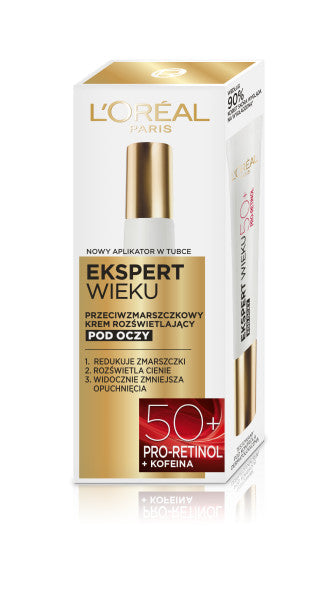 L'Oreal Paris Ekspert Wieku 50+ przeciwzmarszczkowy krem rozświetlający pod oczy 15ml