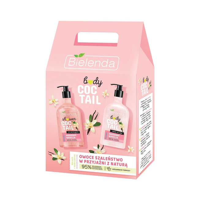 Bielenda Coctail Rabarbar + Wanilia zestaw nawilżający balsam do ciała 400ml + relaksujący żel pod prysznic 400ml