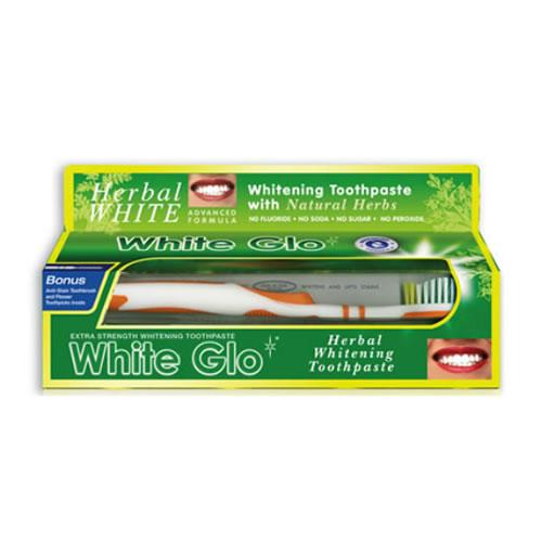 White Glo Herbal Whitening Toothpaste wybielająca ziołowa pasta do zębów 100ml + szczoteczka do zębów
