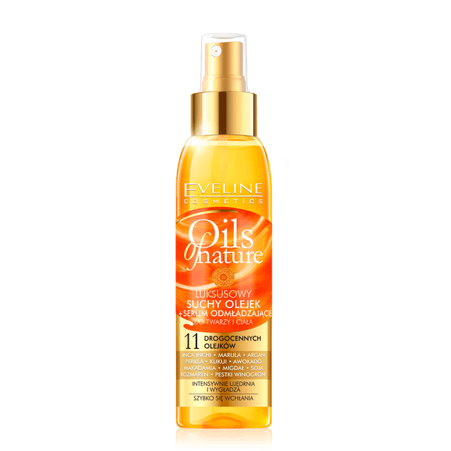 Eveline Cosmetics Oils Of Nature luksusowy suchy olejek z serum odmładzającym do twarzy i ciała 125ml