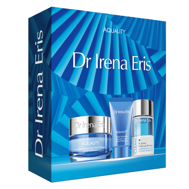 Dr Irena Eris Aquality zestaw intensywnie nawilżający krem odmładzający 50ml + głęboko nawilżający krem regenerujący 30ml + dwufazowy płyn do demakijażu 30ml
