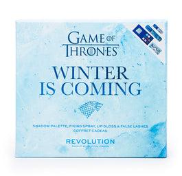 Makeup Revolution X Game Of Thrones Winter Is Coming Set zestaw Eyeshadow Palette paleta cieni do powiek + Fixing Spray utrwalacz makijażu + Shimmer Bomb błyszczyk do ust + Flutter False Eyelashes sztuczne rzęsy