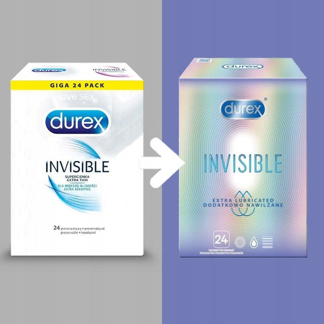 Durex Durex prezerwatywy Invisible dodatkowo nawilżane 24 szt cienkie