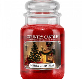 Country Candle Duża świeca zapachowa z dwoma knotami Merry Christmas 652g