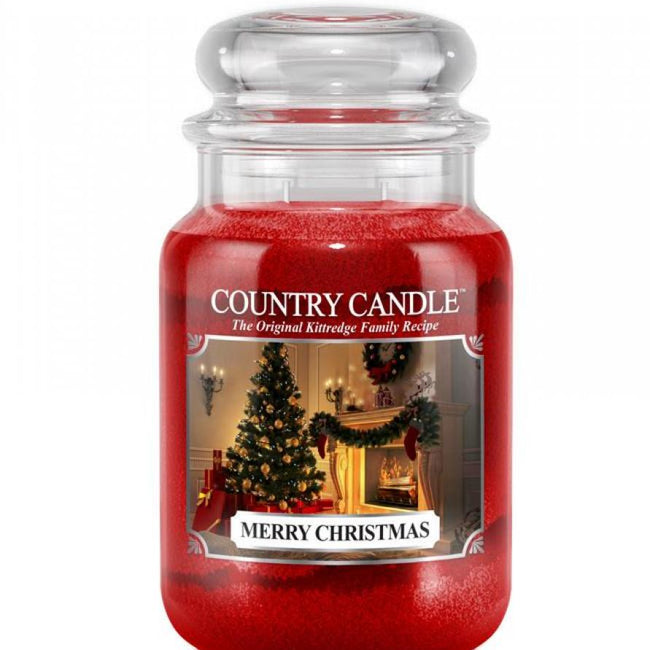 Country Candle Duża świeca zapachowa z dwoma knotami Merry Christmas 652g