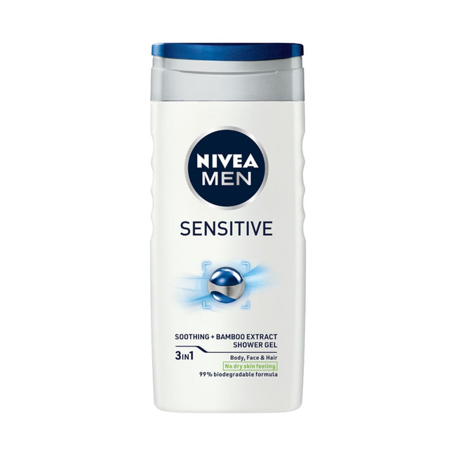 Nivea Men Sensitive Collection zestaw łagodząca pianka do golenia 200ml + łagodzący balsam po goleniu 100ml + żel pod prysznic 3w1 250ml