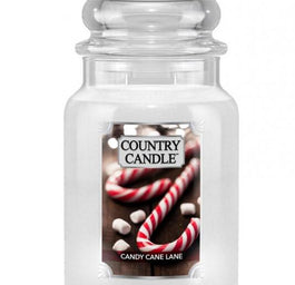 Country Candle Duża świeca zapachowa z dwoma knotami Candy Cane Lane 680g