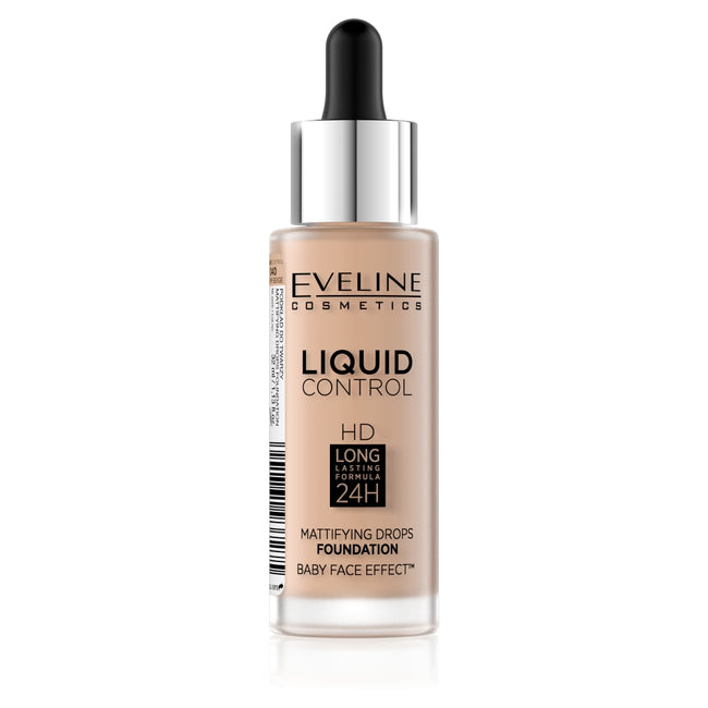 Eveline Cosmetics Liquid Control HD Long Lasting Formula 24H podkład do twarzy z dropperem 040 Warm Beige 32ml