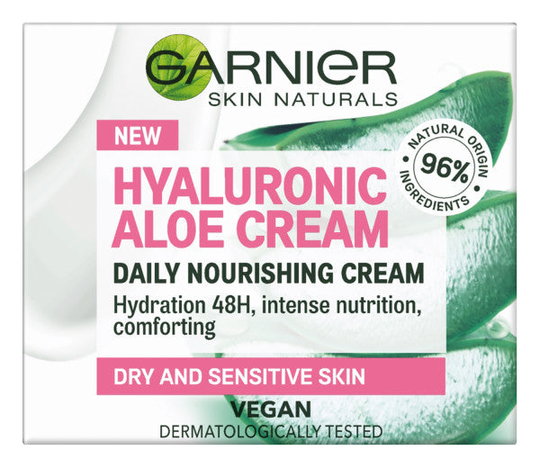 Garnier Hyaluronic Aloe Cream lekki krem odżywczy do skóry suchej i wrażliwej 50ml