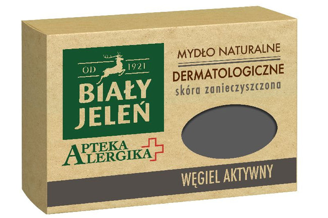 Biały Jeleń Apteka Alergika mydło naturalne dermatologiczne do skóry zanieczyszczonej Węgiel Aktywny 125g