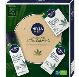 Nivea Men Sensitive Pro Ultra-Calming zestaw balsam po goleniu 100ml + pianka do golenia 200ml + krem nawilżający 75ml