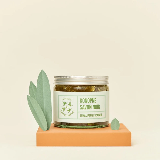 Mydlarnia Cztery Szpaki Konopne mydło Savon Noir Eukaliptus i Szałwia 250g