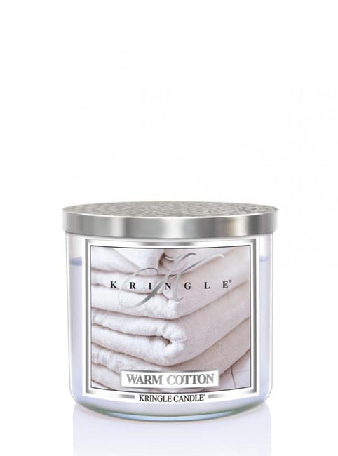 Kringle Candle Tumbler świeca zapachowa z trzema knotami Warm Cotton 411g