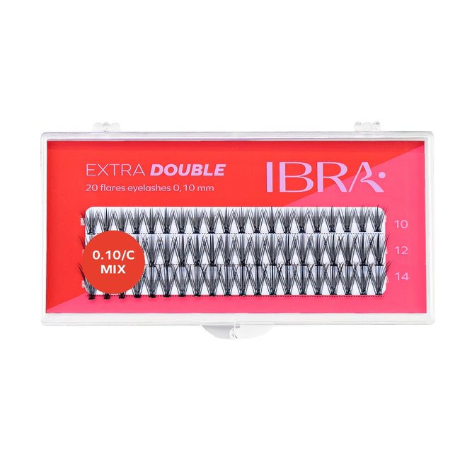 Ibra Kępki sztucznych rzęs Extra Double Knot-Free C 0.10-mix