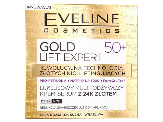 Eveline Cosmetics Gold Lift Expert 50+ luksusowy multi-odżywczy krem-serum z 24k złotem dzień/noc 50ml