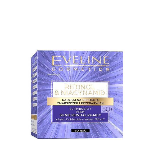Eveline Cosmetics Retinol&Niacynamid ultrabogaty krem silnie rewitalizujący na noc 50+ 50ml