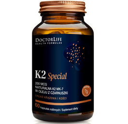 Doctor Life K2 Special 200mcg naturalna K2 MK-7 w oleju z czarnuszki suplement diety 60 kapsułek
