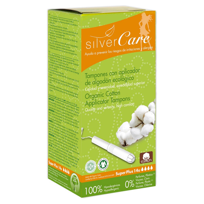 Masmi Silver Care tampony z aplikatorem z bawełny organicznej Super Plus 14szt