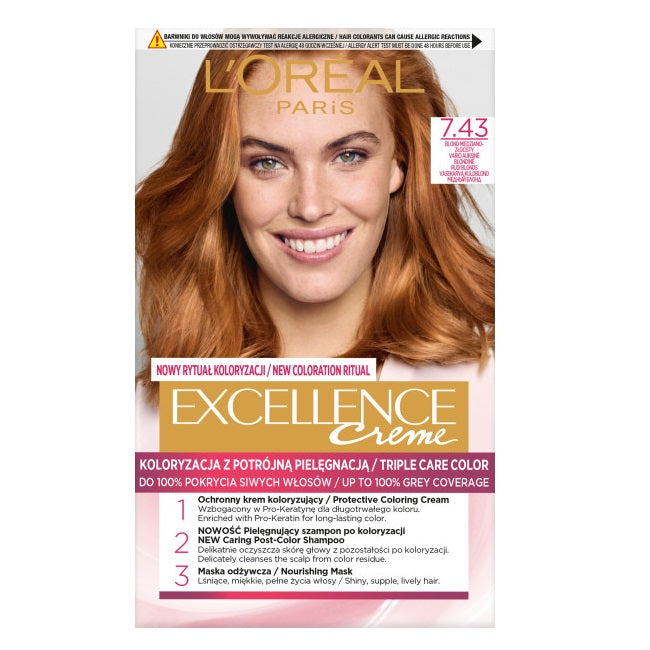 L'Oreal Paris Excellence Creme farba do włosów 7.43 Blond Miedziano-Złocisty