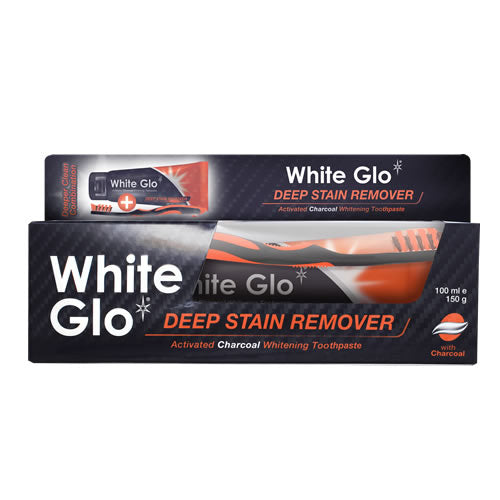 White Glo Charcoal Deep Stain Remover wybielająca pasta do zębów z aktywnym węglem 100ml + szczoteczka