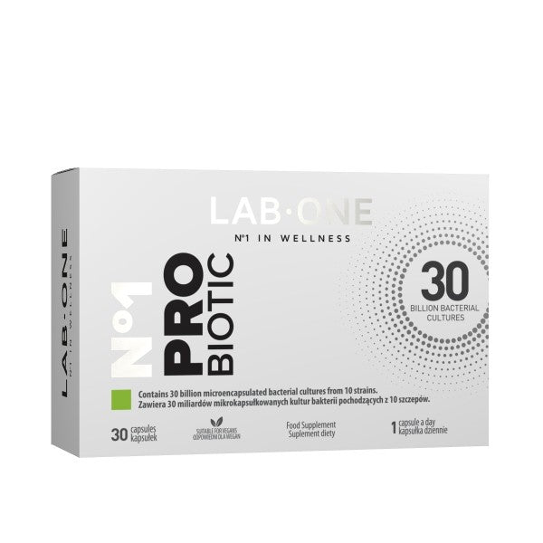 LAB ONE N°1 ProBiotic suplement diety wspomagający działanie mikroflory bakteryjnej jelit 30 kapsułek