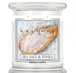 Kringle Candle Średnia świeca zapachowa z dwoma knotami Sea Salt & Tonka 411g