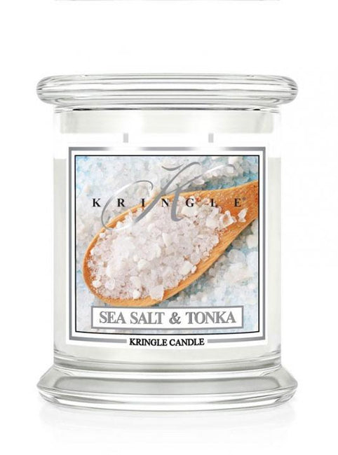 Kringle Candle Średnia świeca zapachowa z dwoma knotami Sea Salt & Tonka 411g