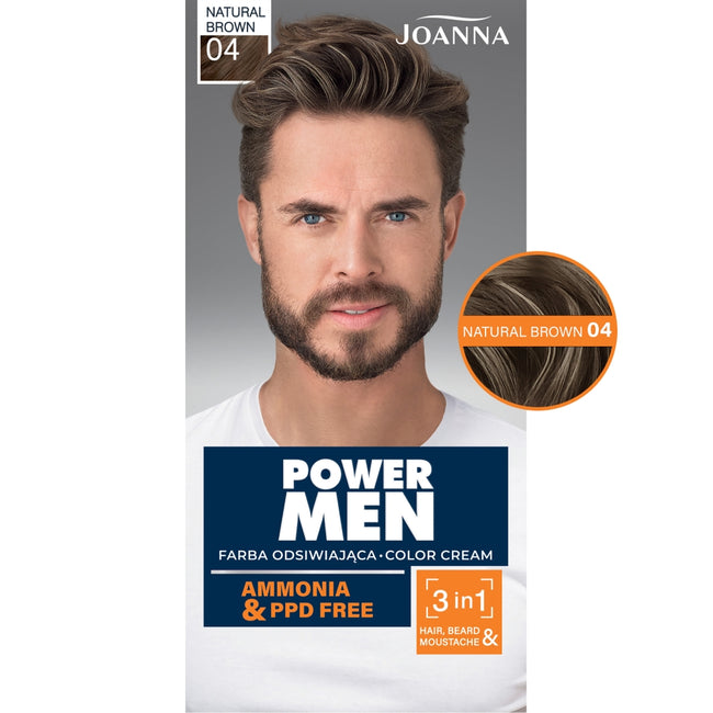 Joanna Power Men Color Cream farba do włosów brody i wąsów 04 Natural Brown