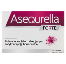 Asequrella Forte Suplement diety wspomagający organizm przy stosowaniu antykoncepcji hormonalnej 20 tabletek