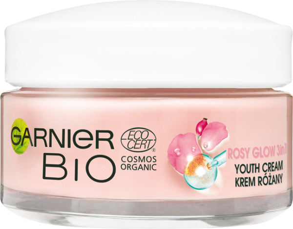 Garnier Bio Rosy Glow 3in1 Youth Cream krem różany przeciw oznakom starzenia dla skóry matowej 50ml