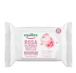 Equilibra Rosa Micellar Make-Up Remover Wipes różane micelarne chusteczki do demakijażu z kwasem hialuronowym 25szt.