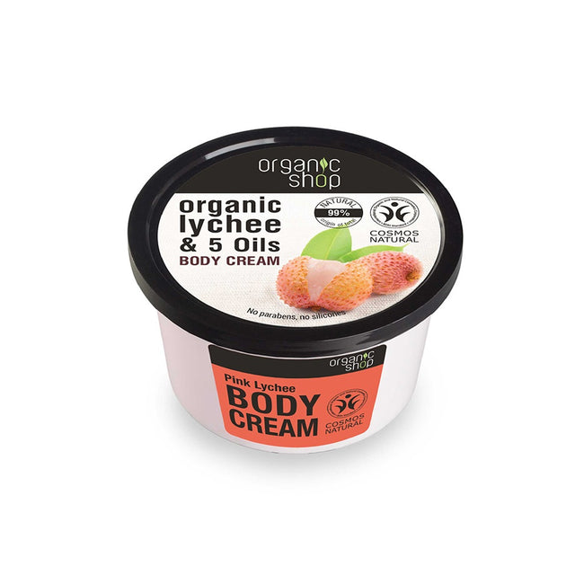 Organic Shop Pink Lychee Body Cream odżywczy krem do ciała Lychee & 5 Oils 250ml