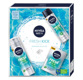Nivea Men Fresh Kick zestaw pianka do golenia 200ml + antyperspirant w sprayu 150ml + odświeżająca woda po goleniu 100ml