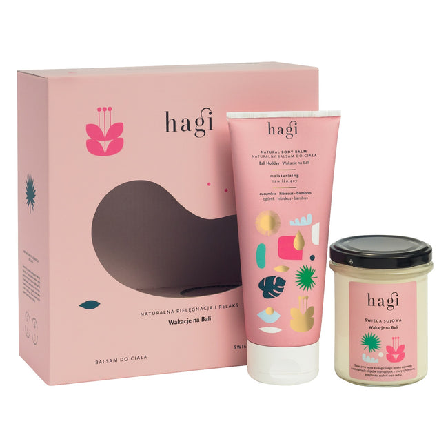 Hagi Wakacje na Bali zestaw świeca sojowa 215ml + balsam do ciała 200ml