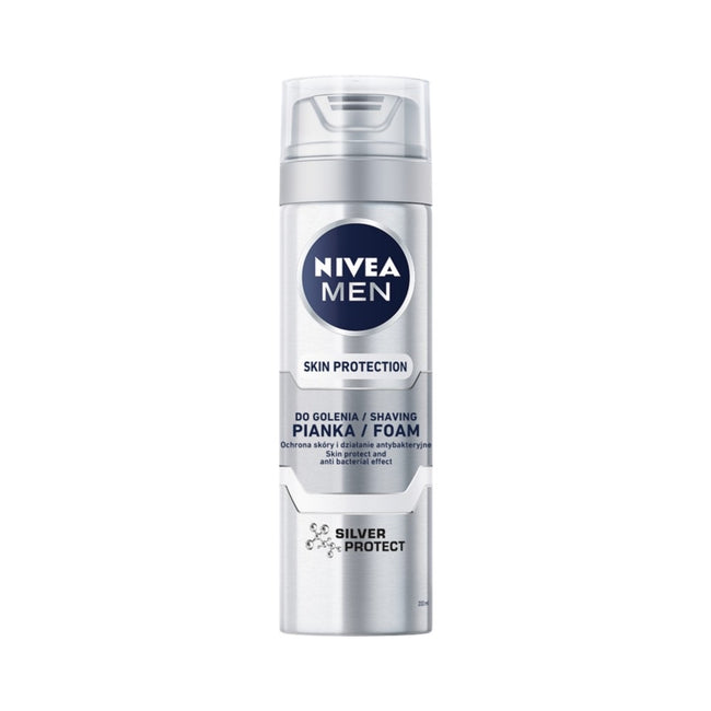 Nivea Men Silver Protect zestaw pianka do golenia 200ml + żel pod prysznic 250ml + balsam po goleniu 100ml + antyperspirant roll-on 50ml