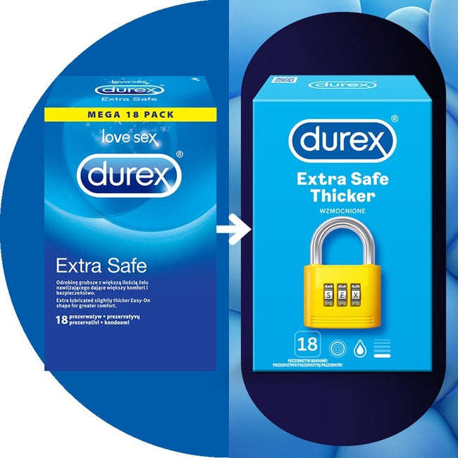 Durex Durex prezerwatywy Extra Safe 18 szt grubsze nawilżane