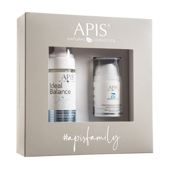 APIS Zestaw Hydro Balance krem intensywnie nawilżający z kwasem hialuronowym 50ml + Ideal Balance By Deynn peelingująca pianka enzymatyczna 2w1 150ml