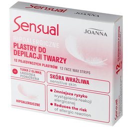 Joanna Sensual hipoalergiczne plastry do depilacji twarzy 12szt + tubka z oliwką łagodzącą 10ml