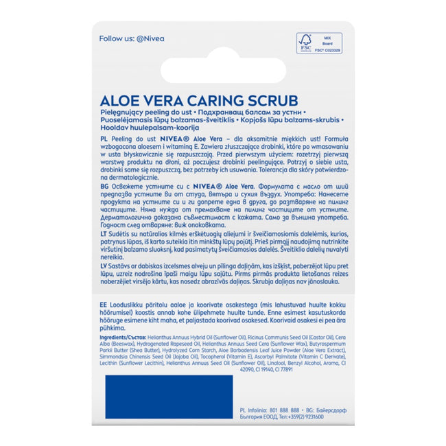 Nivea Caring Scrub pielęgnujący peeling do ust Aloes 4.8g