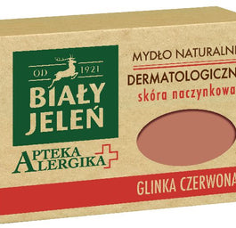 Biały Jeleń Apteka Alergika mydło naturalne dermatologiczne do skóry naczynkowej Glinka Czerwona 125g