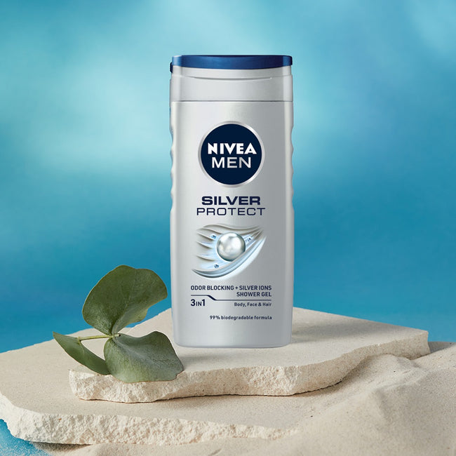 Nivea Men Silver Control zestaw żel pod prysznic 250ml + balsam po goleniu 100ml + antyperspirant roll-on 50ml + kosmetyczka