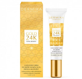 Dermika Luxury Gold 24K Total Benefit luksusowy krem do skóry wokół oczu Esencja młodości 15ml