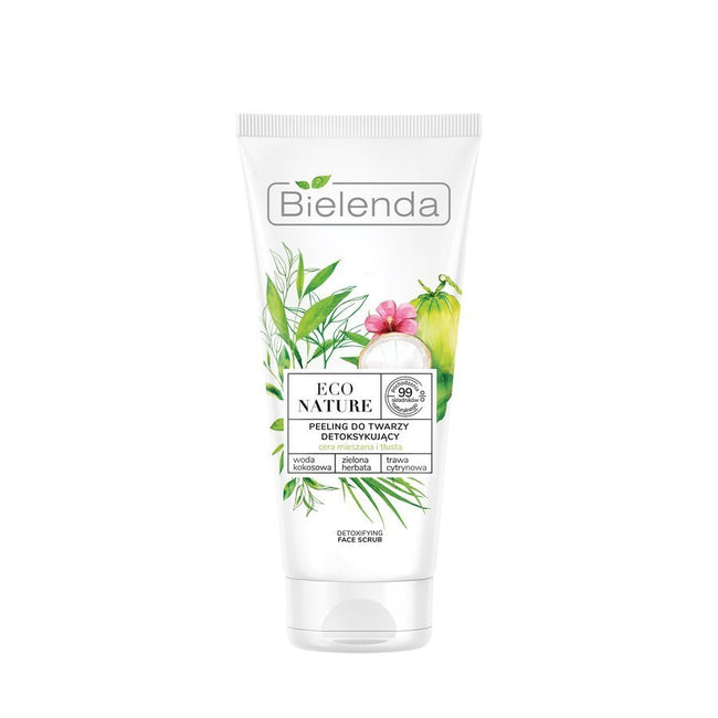 Bielenda Eco Nature peeling do twarzy detoksykujący Woda Kokosowa & Zielona Herbata & Trawa Cytrynowa 150g
