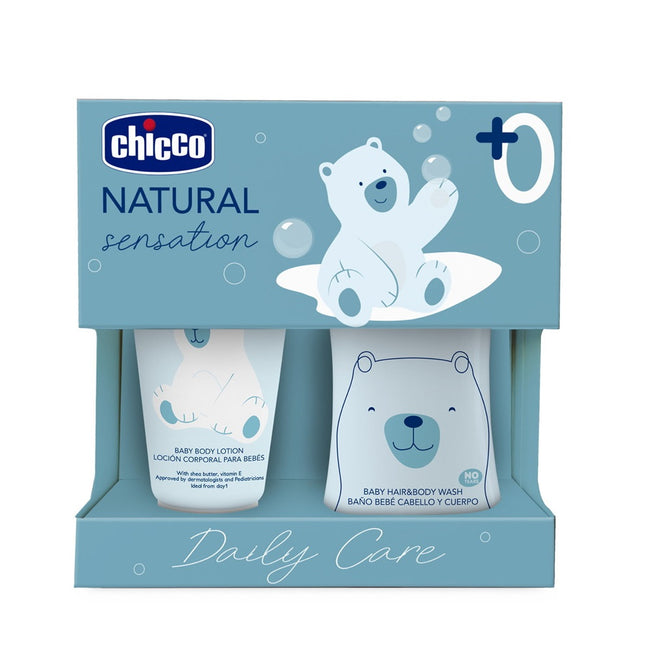 Chicco Natural Sensation Daily Care zestaw płyn do mycia ciała i włosów 200ml + balsam do ciała 150ml